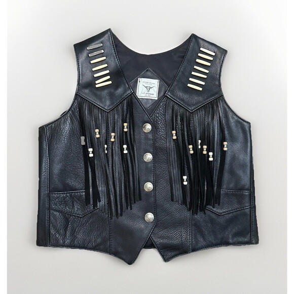 Vintage S.P. Leathers Buffalo Nickel Fringe Leather Biker Vest USA - Picture 4 of 16